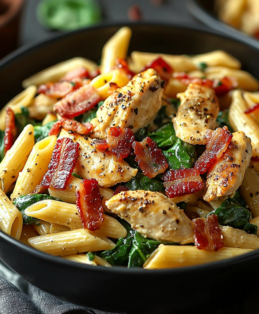 Chicken Bacon Spinach Pasta