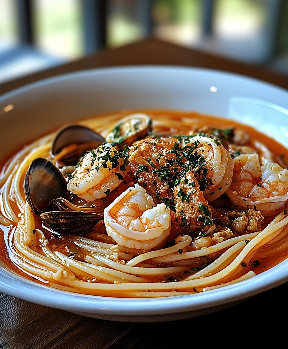 Seafood Linguine with Tomato Sauce