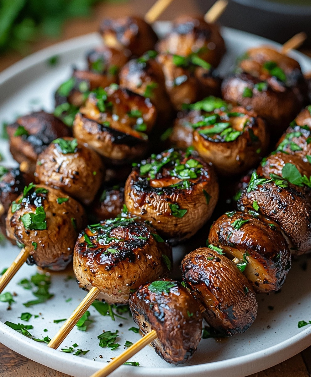 Marinated Grilled Mushroom Skewers