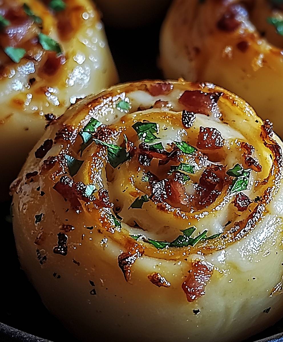 Garlic Butter Bacon Pizza Rolls
