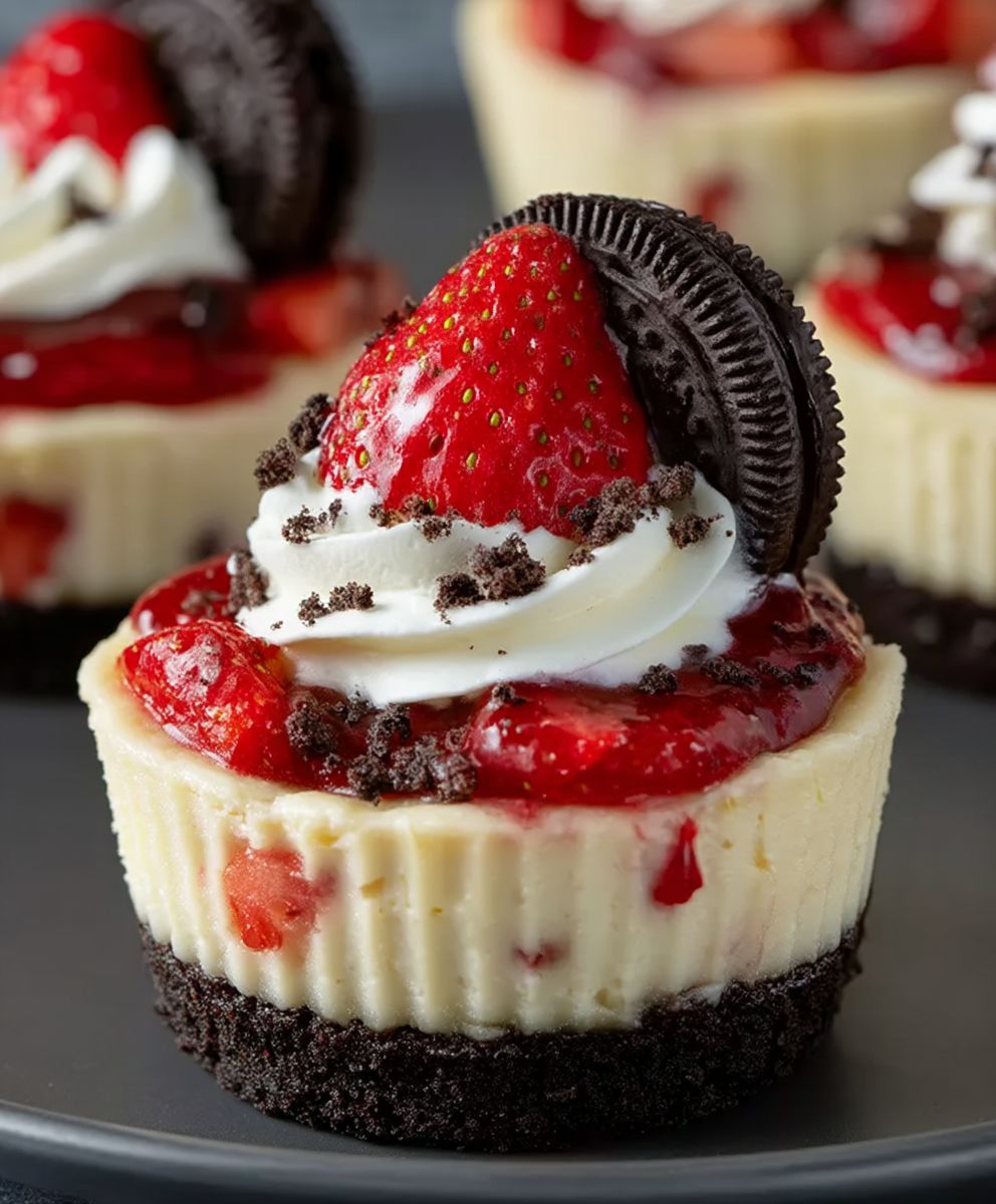 Strawberry Oreo Cheesecakes