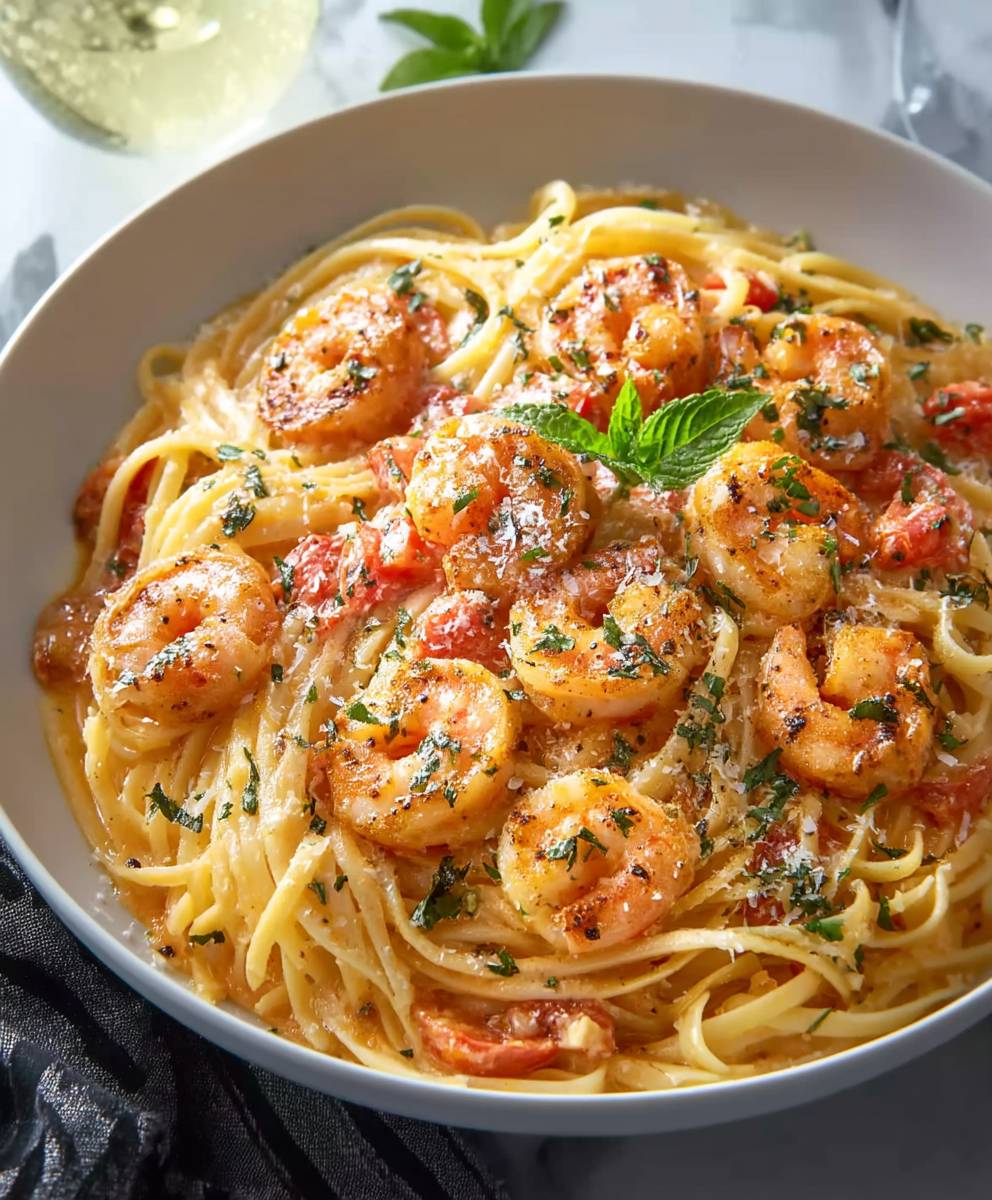 Shrimp pasta creamy tomato sauce