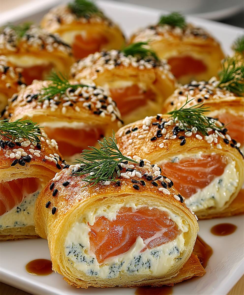 Salmon cream cheese rolls