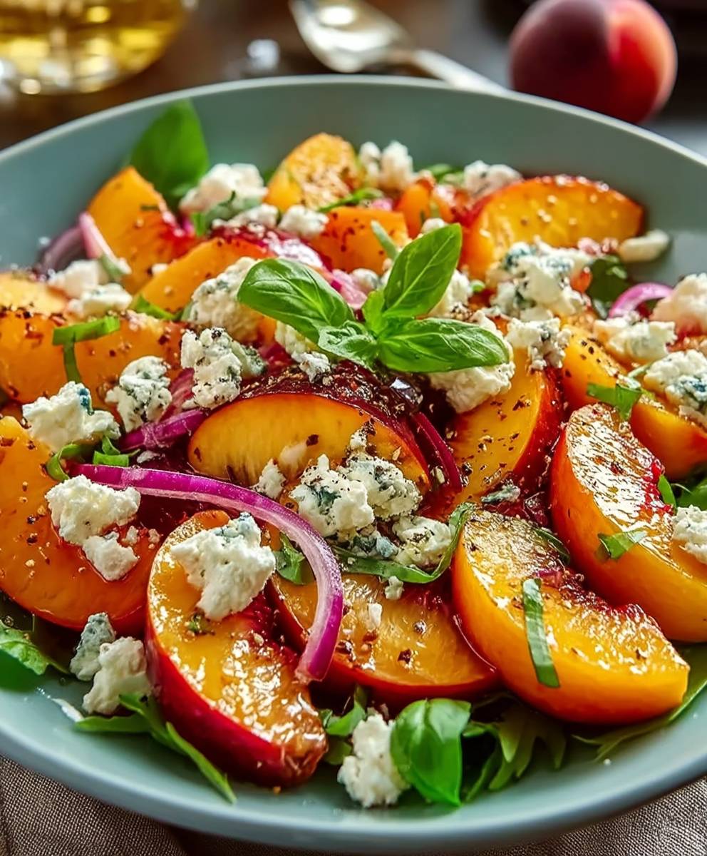 Peach feta salad