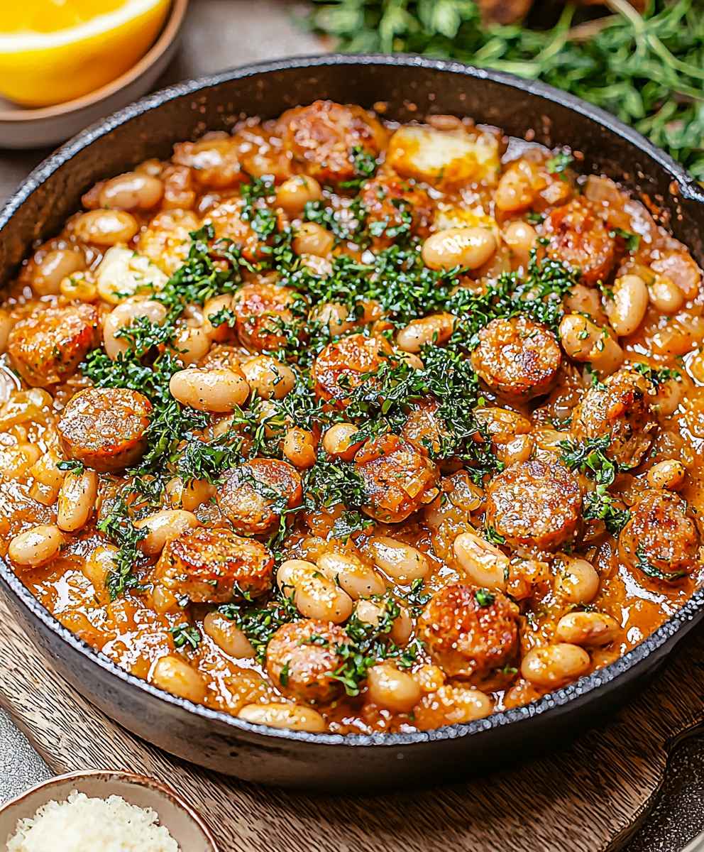Sausage white bean skillet