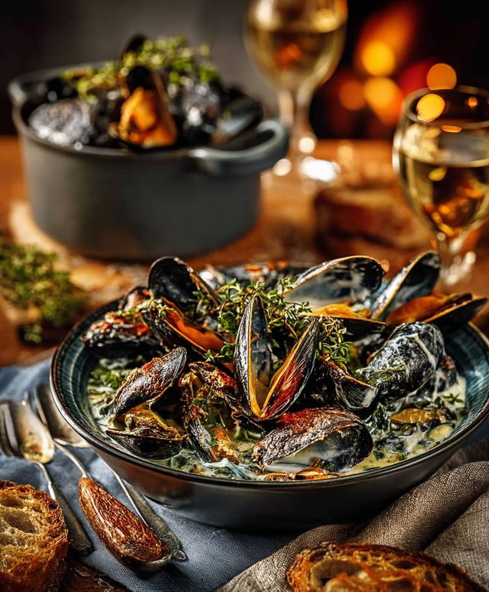 Mussels with cider thyme