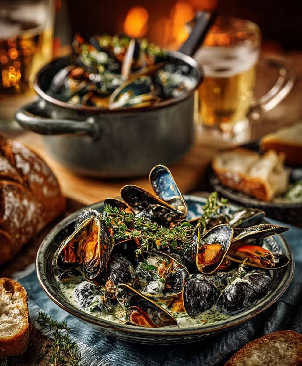 Mussels with cider thyme