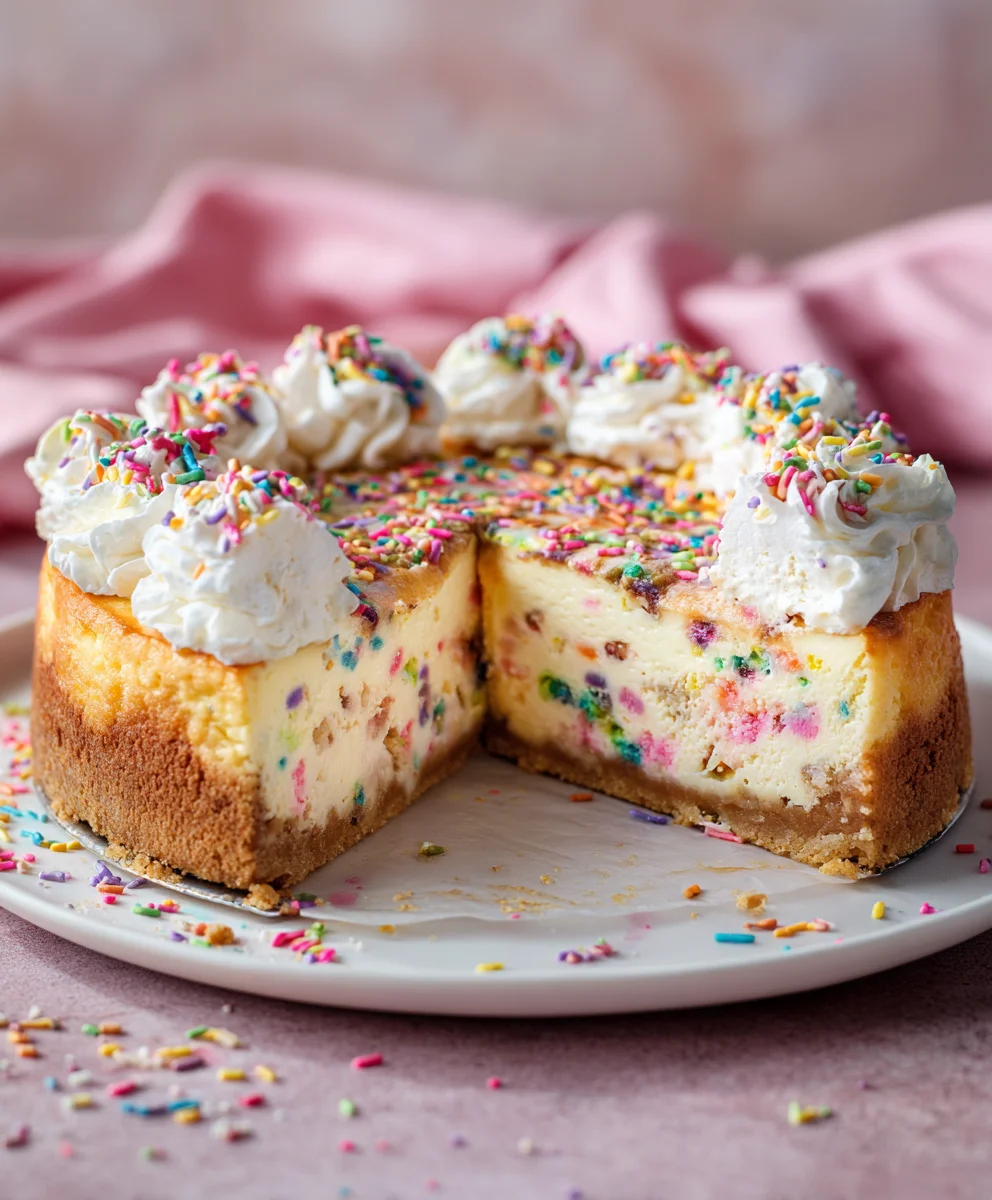 Creamy Funfetti Cookie Topped Cheesecake Delight Recipe