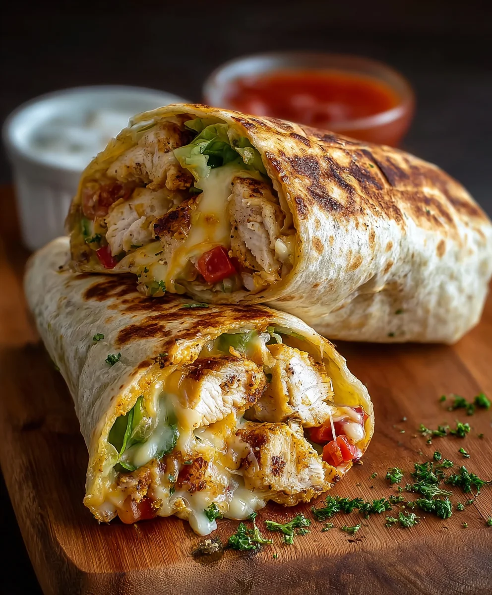 Cheesy Garlic Chicken Wraps