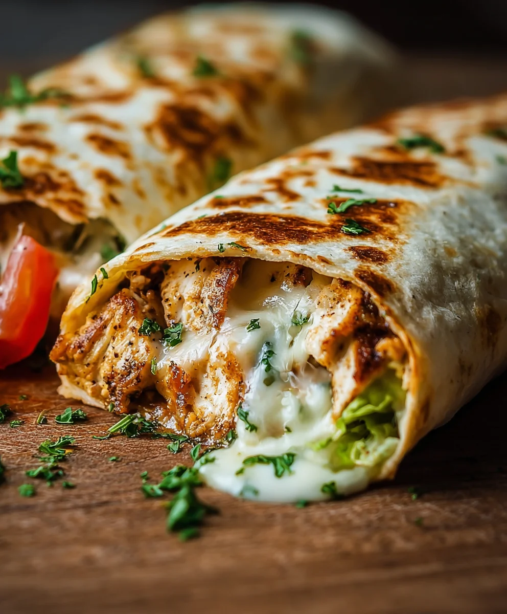 Cheesy Garlic Chicken Wraps