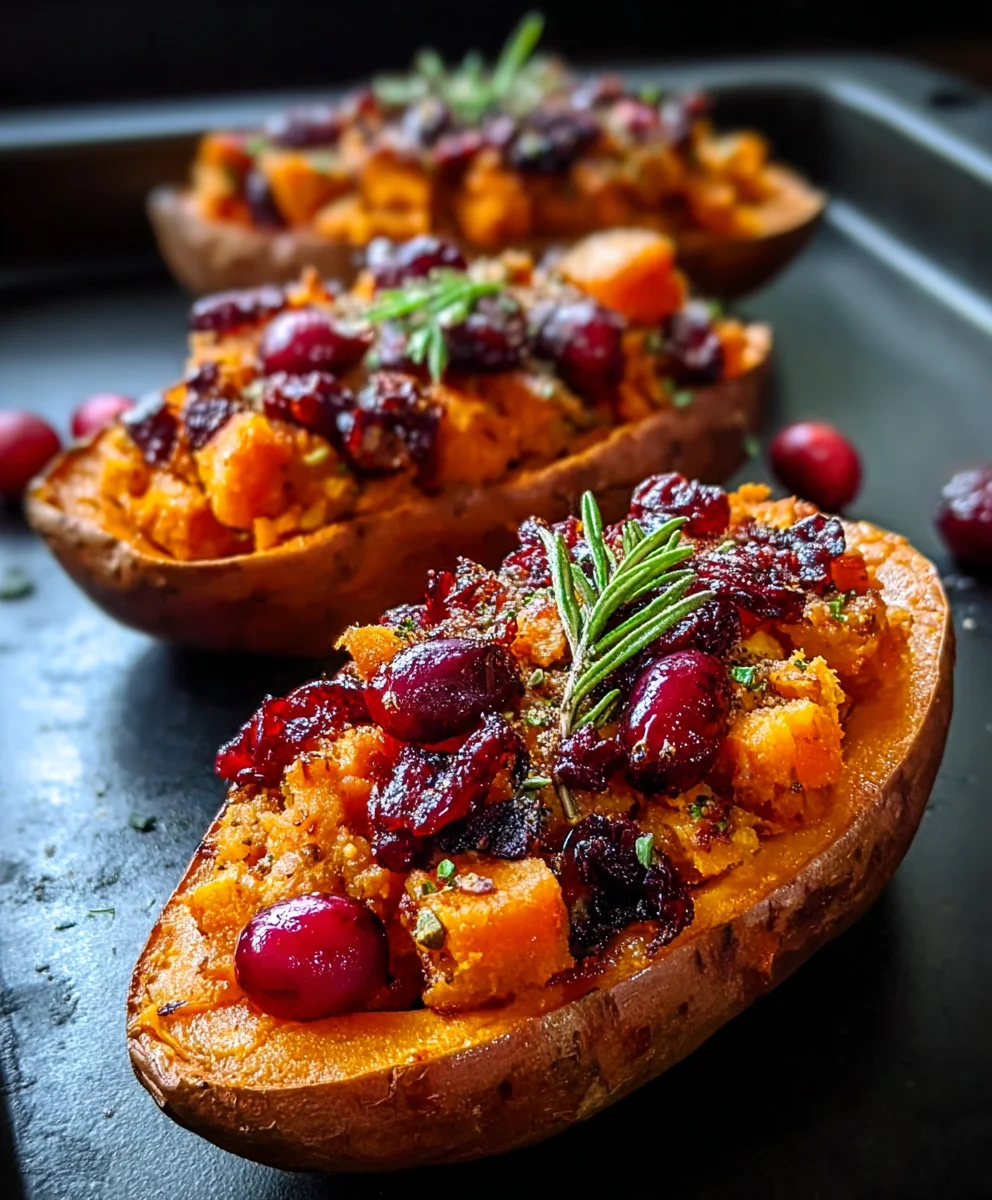 Cranberry Apple Twice Baked Sweet Potatoes