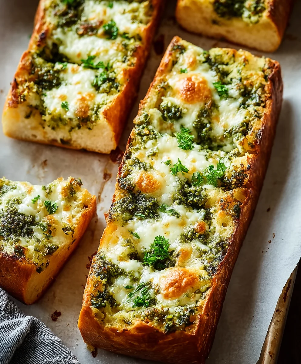 Cheesy Pesto Garlic Bread