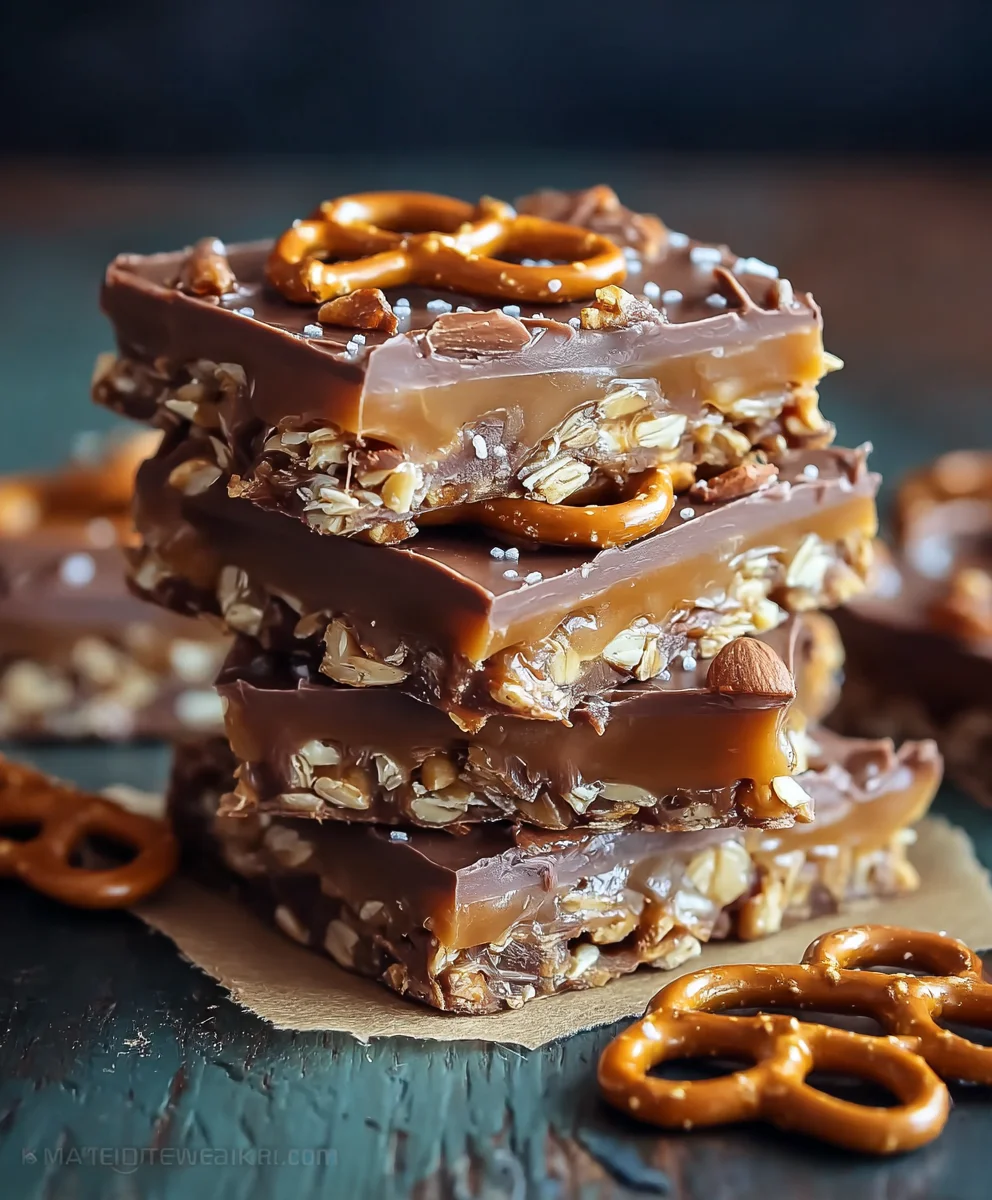 Caramel Pretzel Crack Bars