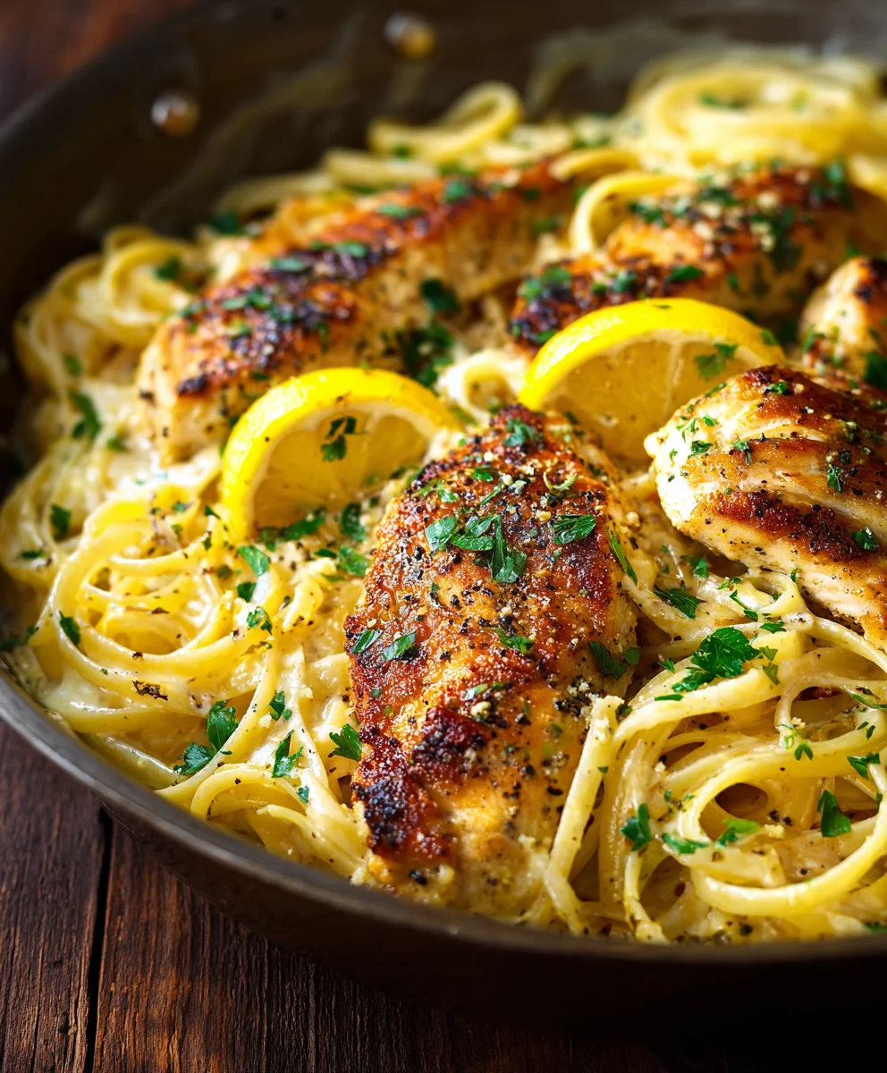 Lemon Garlic Butter Chicken Parmesan Linguine