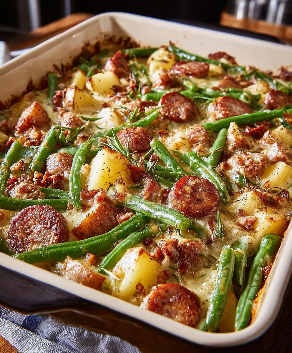 Hearty Beef Sausage, Green Bean & Potato Casserole Recipe