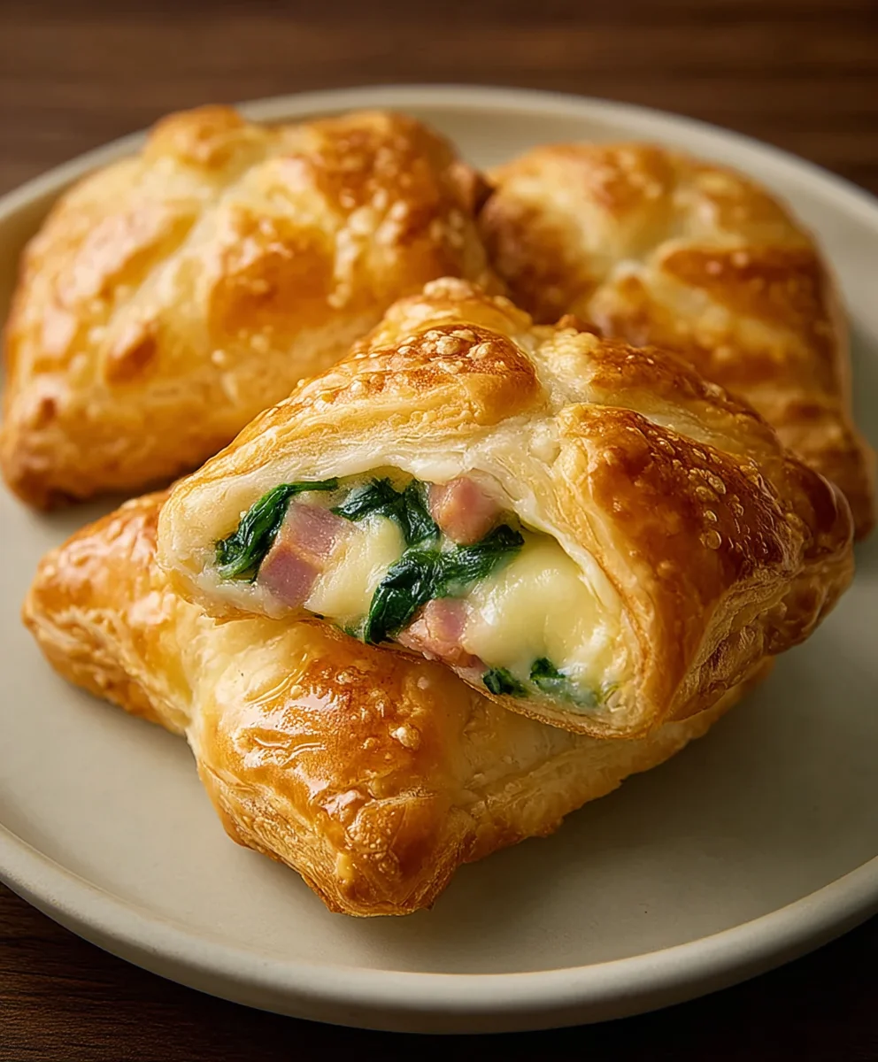 Beef Ham & Cheese Puffs with Spinach