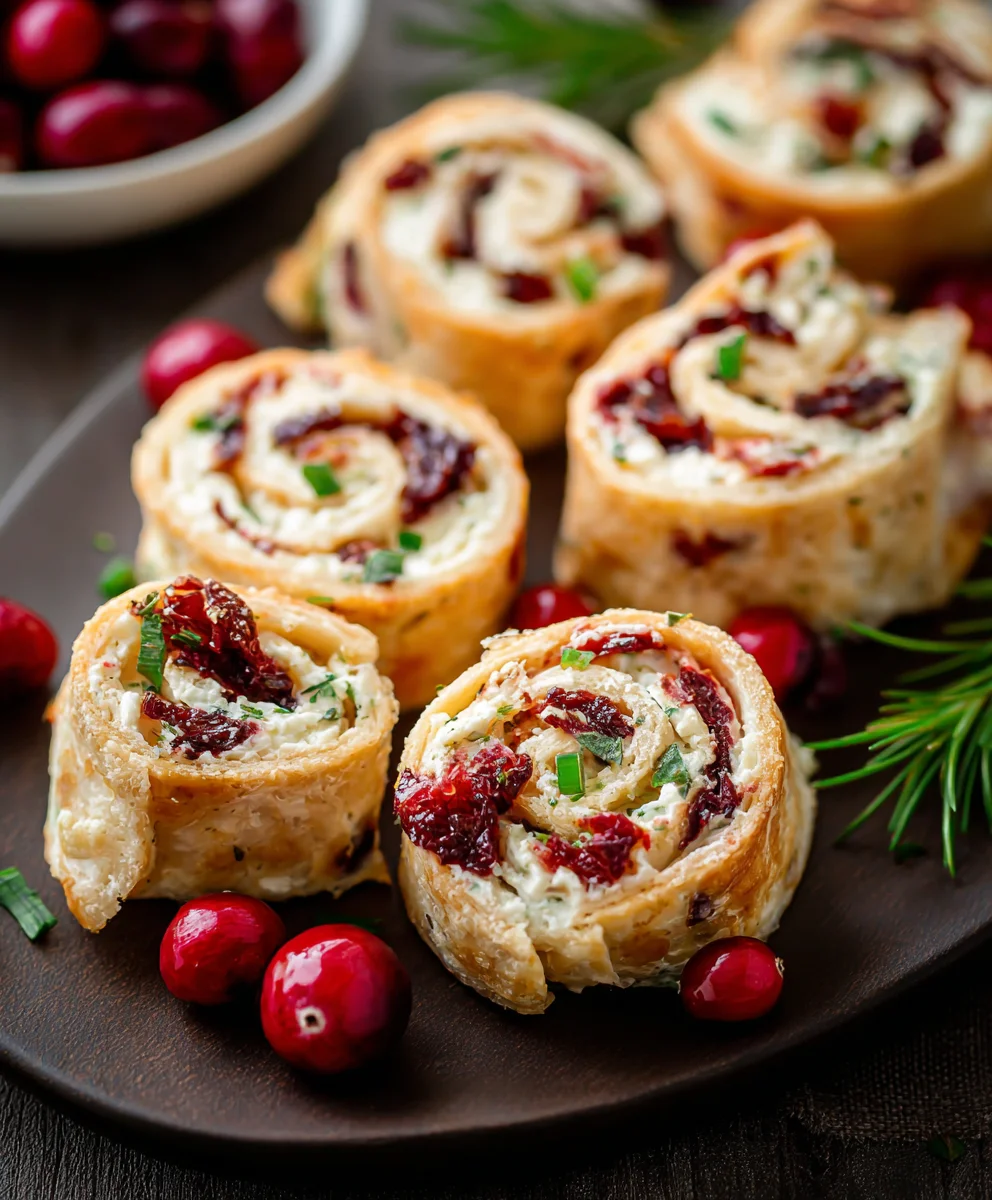 Savory Christmas Cranberry Roll Ups