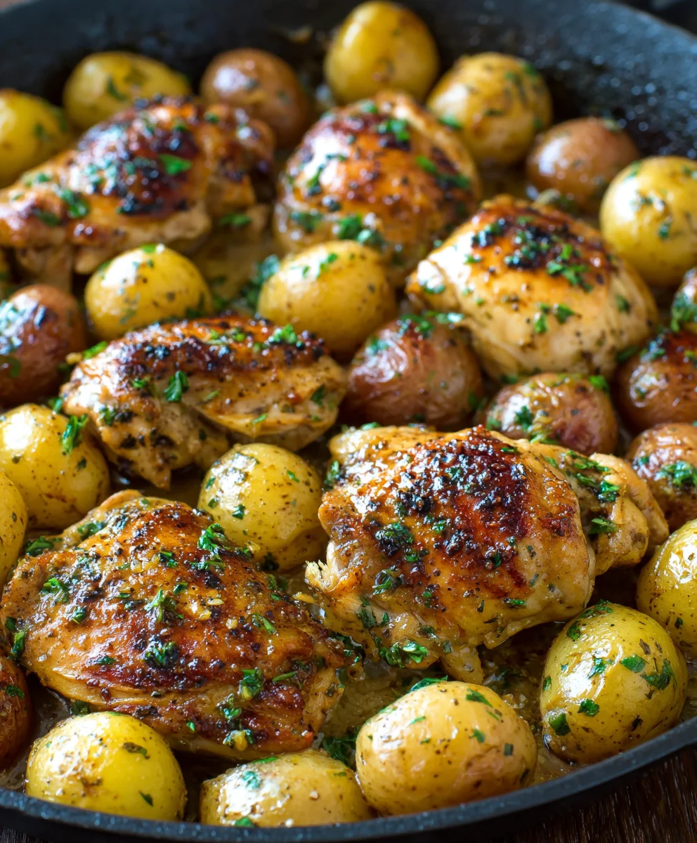 Garlic Butter Chicken and Potatoes Skillet