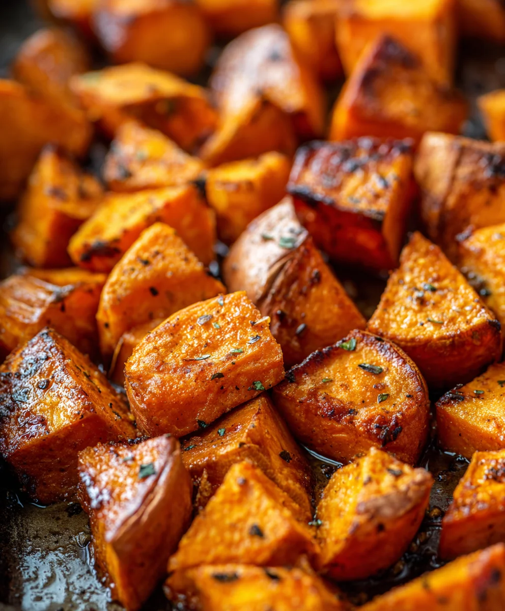 Garlic Butter Roasted Sweet Potatoes