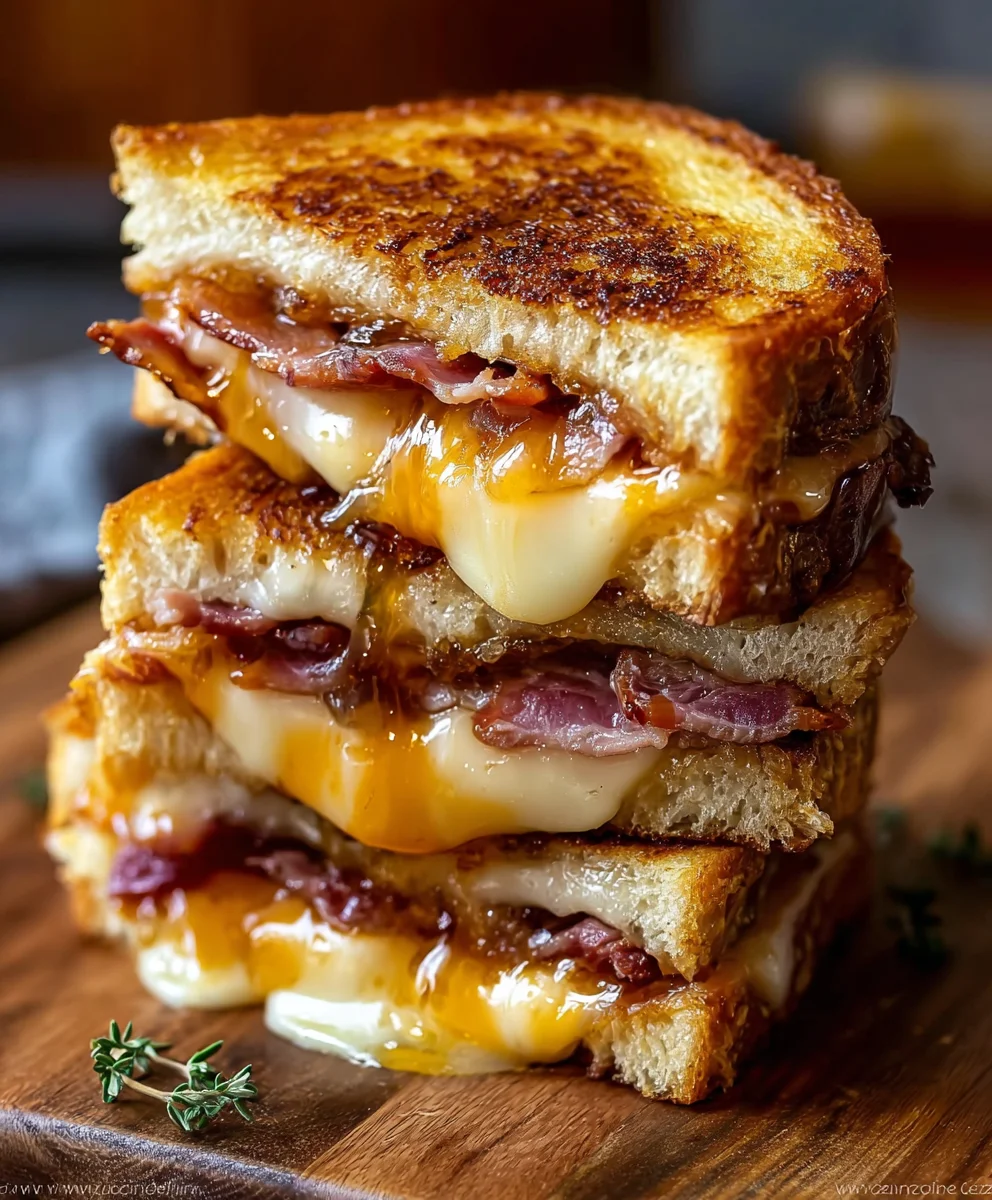 Hot Honey Beef Bacon Apple Cheddar Grilled Cheese